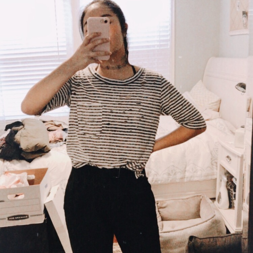 free people striped distressed top